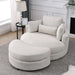 [Video] Welike Swivel Accent Barrel Modern Sofa Lounge Club Big Round Chair with Storage Ottoman Linen Fabric for Living Room Hotel with Pillows Default -DTYStore