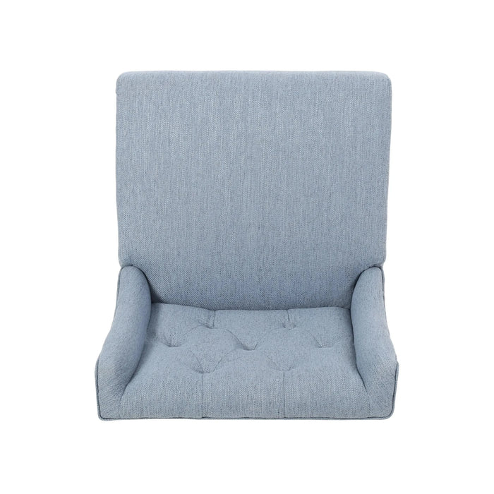 Vienna Contemporary Fabric Tufted Wingback 27 Inch Counter Stools, Set of 2, Light Blue and Natural Default -DTYStore