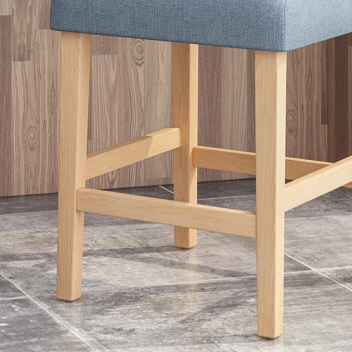 Vienna Contemporary Fabric Tufted Wingback 27 Inch Counter Stools, Set of 2, Light Blue and Natural Default -DTYStore