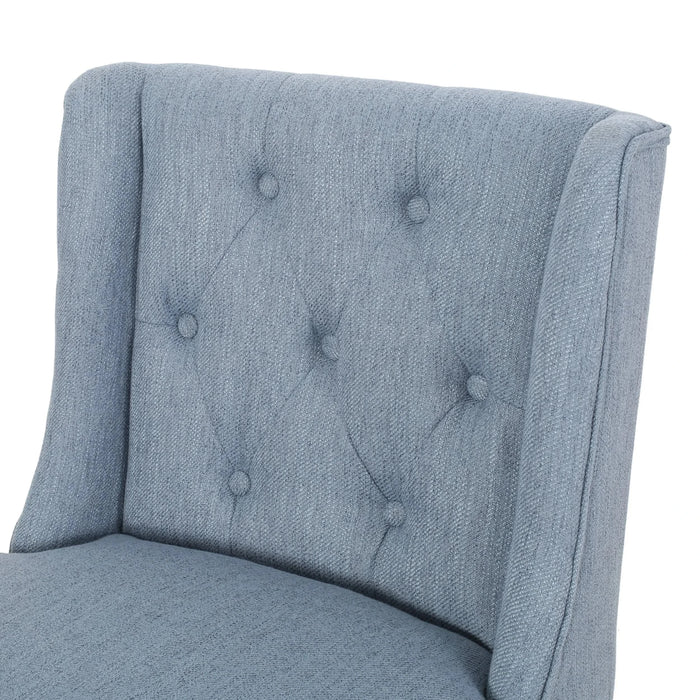 Vienna Contemporary Fabric Tufted Wingback 27 Inch Counter Stools, Set of 2, Light Blue and Natural Default -DTYStore