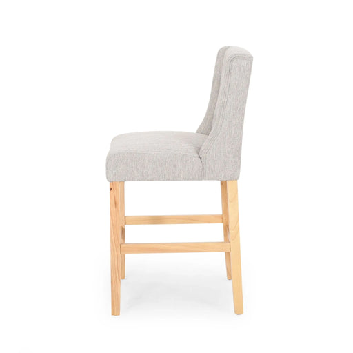 Vienna Contemporary Fabric Tufted Wingback 27 Inch Counter Stools, Set of 2, Light Gray, Natural Default -DTYStore