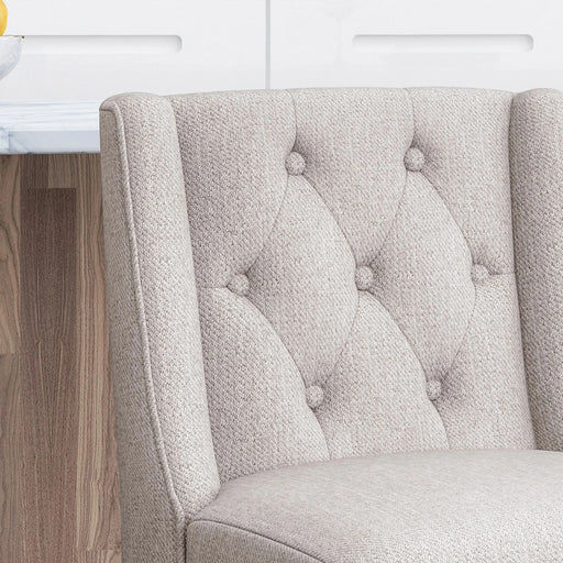Vienna Contemporary Fabric Tufted Wingback 27 Inch Counter Stools, Set of 2, Light Gray, Natural Default -DTYStore