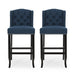 Vienna Contemporary Fabric Tufted Wingback 31 Inch Counter Stools, Set of 2, Navy Blue and Dark Brown Default -DTYStore