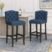 Vienna Contemporary Fabric Tufted Wingback 31 Inch Counter Stools, Set of 2, Navy Blue and Dark Brown Default -DTYStore