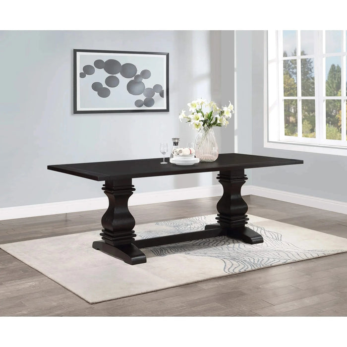Villeneuve Rustic Espresso Rectangular Double Pedestal Dining Table Default -DTYStore