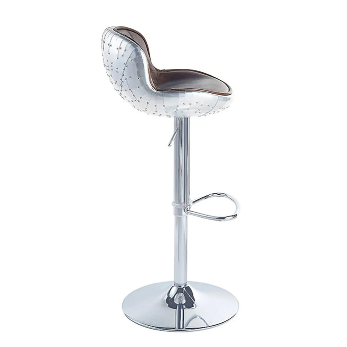 Vintage Brown and Aluminum Adjustable Stool with Swivel Default -DTYStore