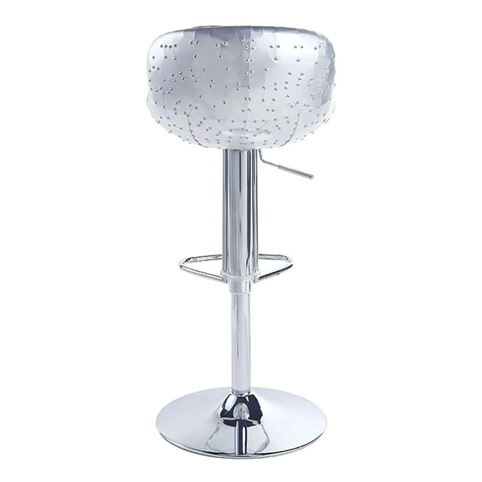 Vintage Brown and Aluminum Adjustable Stool with Swivel Default -DTYStore