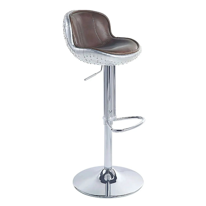 Vintage Brown and Aluminum Adjustable Stool with Swivel Default -DTYStore
