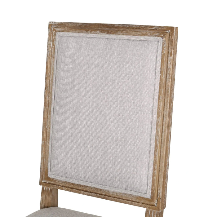 Vintage French Country Dining Chair Set with Cane Backrest, Upholstered Seats, Light Grey Fabric, 20x22.5x39.5 inches Default -DTYStore