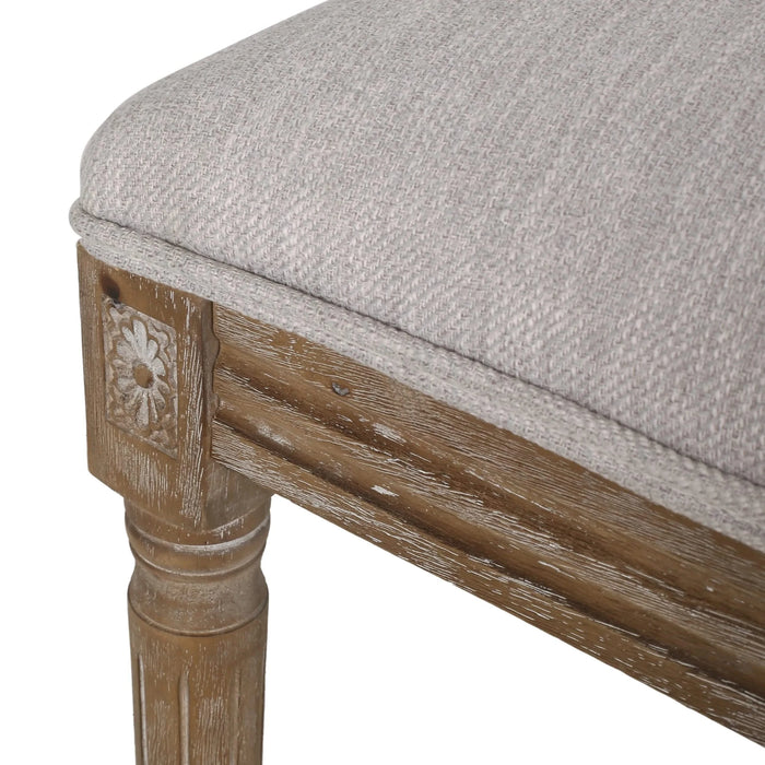 Vintage French Country Dining Chair Set with Cane Backrest, Upholstered Seats, Light Grey Fabric, 20x22.5x39.5 inches Default -DTYStore