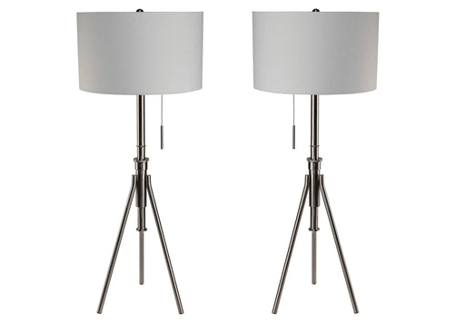 Vintage Look 1pc Floor Lamp Brushed Steel Tripod Legs Unique High Lamp Pull Switch 57'H Default -DTYStore