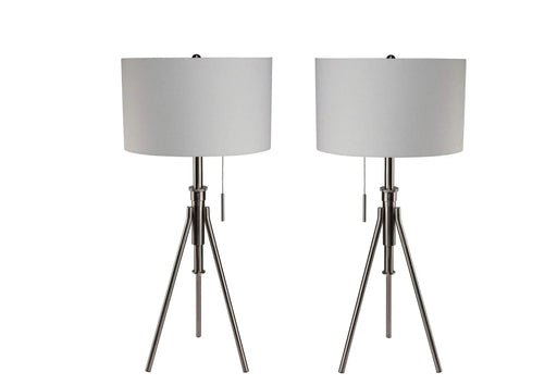 Vintage Look 1pc Floor Lamp Brushed Steel Tripod Legs Unique Lamp Pull Switch 32'H Default -DTYStore