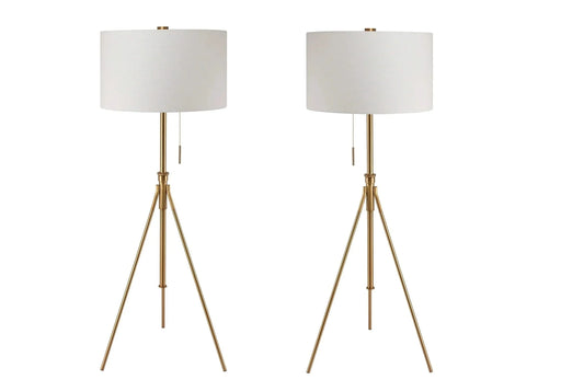 Vintage Look 1pc Floor Lamp Stained Gold Tripod Legs Unique High Lamp Pull Switch 57'H Default -DTYStore