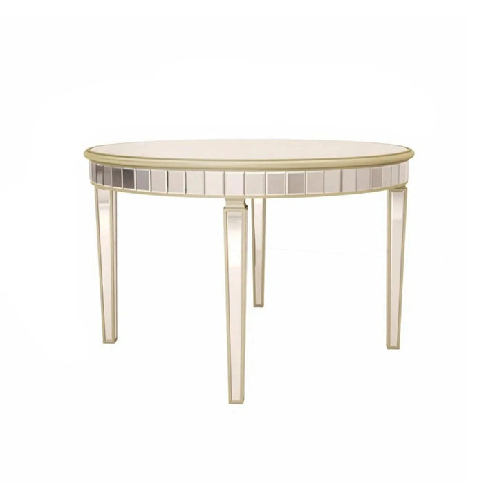 Vintage Round Glass Dining Table with Mirror Top, Silver, MDF and Glass, 47.24' Diameter Default -DTYStore