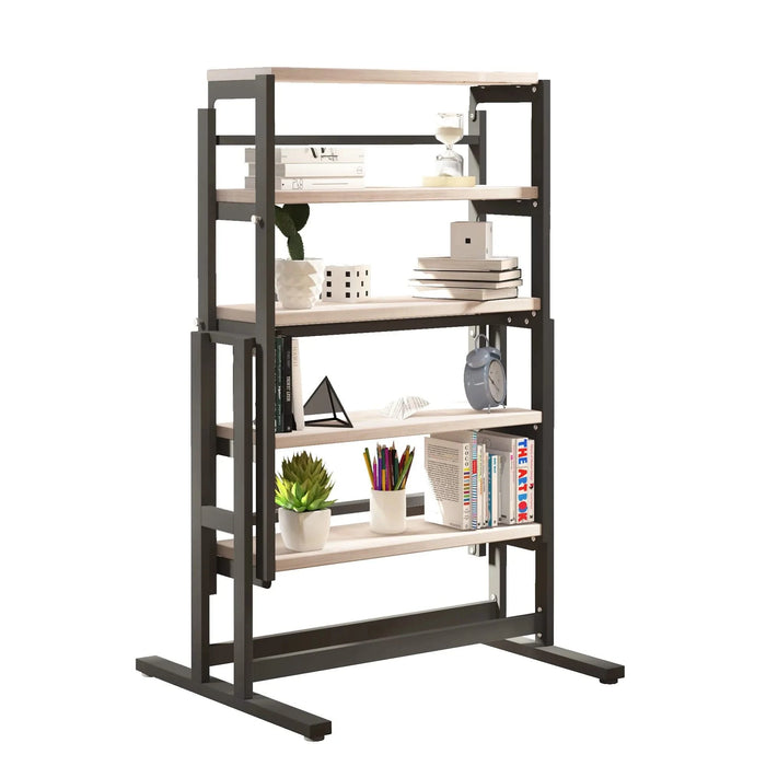 Vintage White Solid Mahogany Wood Multifunction Convertible Dining Table, Space-Saving Shelf for Dining Room or Kitchen Default -DTYStore