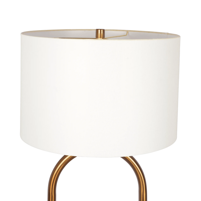 Vivid Brass Ring Base Floor Lamp with Large White Drum Shade Default -DTYStore
