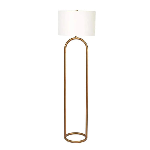 Vivid Brass Ring Base Floor Lamp with Large White Drum Shade Default -DTYStore