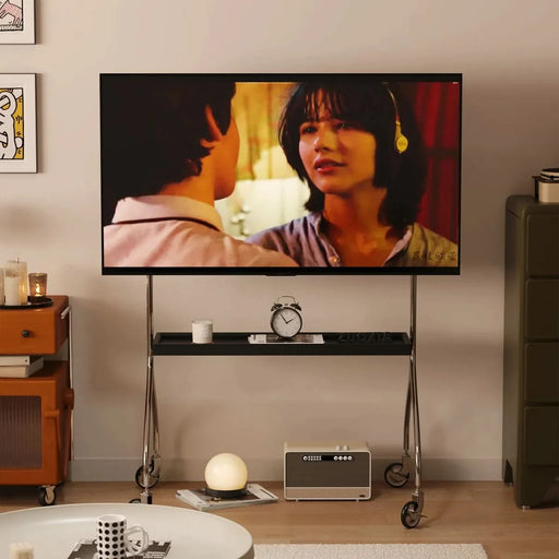 Walk around the TV stand with an antique,black  movable stand for a floor-standing display TV cabinet and projection TV stand - DTY Store