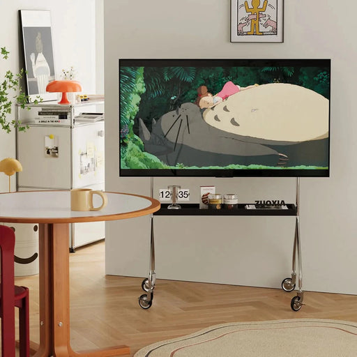 Walk around the TV stand with an antique,black  movable stand for a floor-standing display TV cabinet and projection TV stand - DTY Store