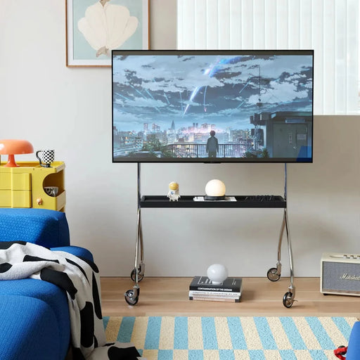 Walk around the TV stand with an antique,black  movable stand for a floor-standing display TV cabinet and projection TV stand - DTY Store