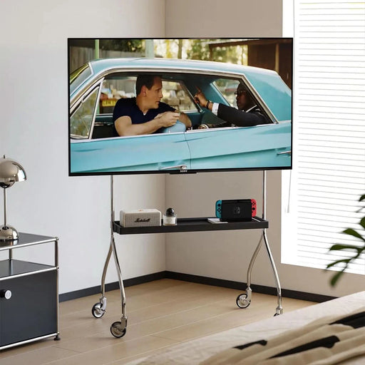 Walk around the TV stand with an antique,black  movable stand for a floor-standing display TV cabinet and projection TV stand - DTY Store