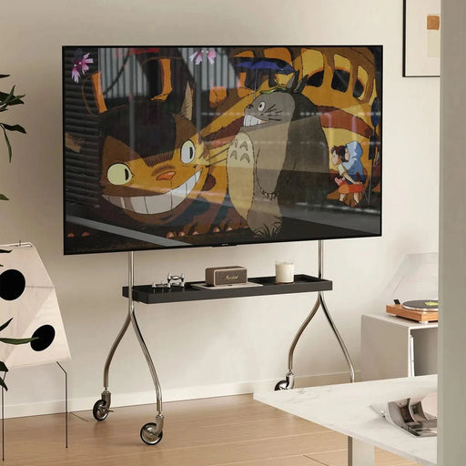 Walk around the TV stand with an antique,black  movable stand for a floor-standing display TV cabinet and projection TV stand- DTY Store