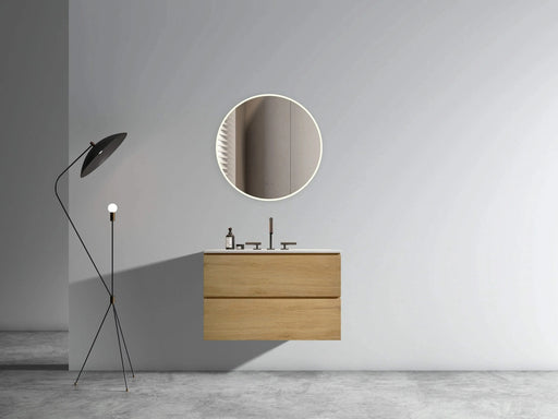 Wall Mount 30' Natural Oak Bathroom Vanity with Ceramic Sink with three faucet holes, Large Storage Floating Bathroom Vanity for Modern Bathroom, Pre-assembled Default -DTYStore