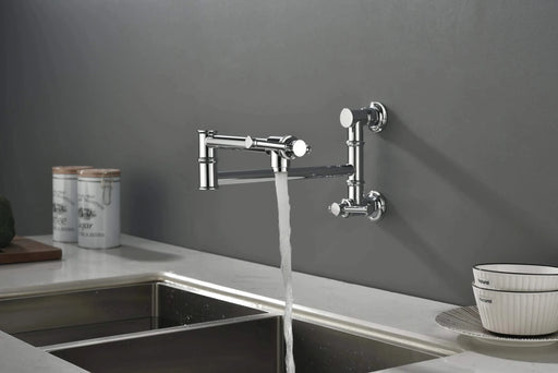 Wall Mount Pot Filler Faucet, Modern Brass Pot Filler Two-Attachment Wall Mount Folding Kitchen Pot Filler Swing Arm Default -DTYStore