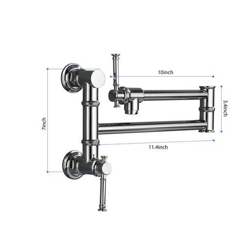 Wall Mount Pot Filler Faucet, Modern Brass Pot Filler Two-Attachment Wall Mount Folding Kitchen Pot Filler Swing Arm Default -DTYStore