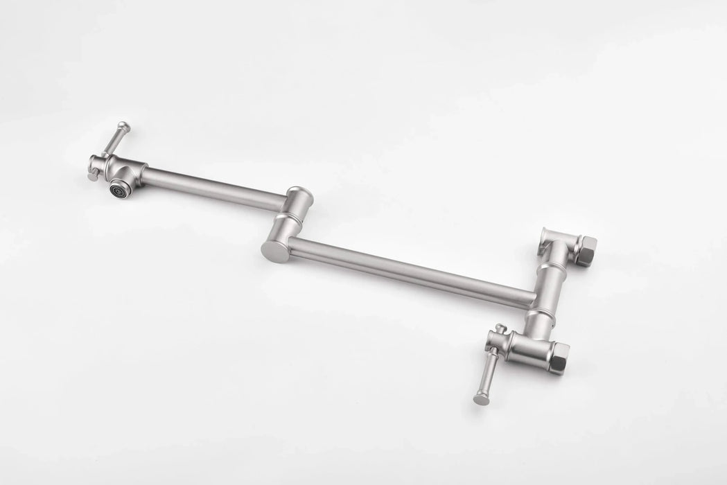 Wall mounted Pot Filler Faucet, Modern Brass Pot Filler Two-Attachment Wall Mount Folding Kitchen Pot Filler Swing Arm Default -DTYStore