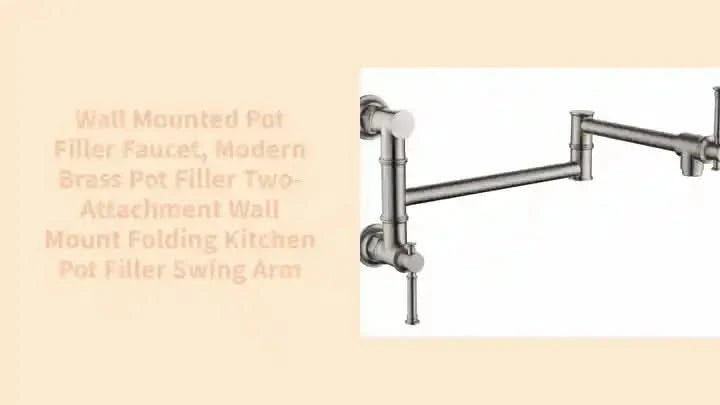 Wall mounted Pot Filler Faucet, Modern Brass Pot Filler Two-Attachment Wall Mount Folding Kitchen Pot Filler Swing Arm -DTYStore