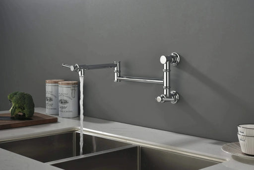 Wall mounted Pot Filler Faucet, Modern Brass Pot Filler Two-Attachment Wall Mount Folding Kitchen Pot Filler Swing Arm Default -DTYStore