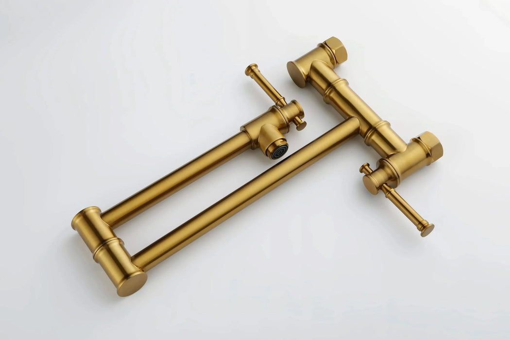 Wall mounted Pot Filler Faucet, Modern Brass Pot Filler Two-Attachment Wall Mount Folding Kitchen Pot Filler Swing Arm Default -DTYStore