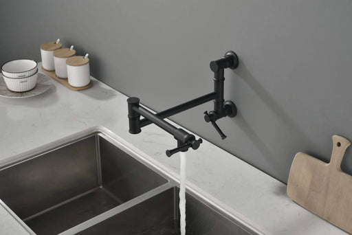 Wall mounted Pot Filler Faucet, Modern Brass Pot Filler Two-Attachment Wall Mount Folding Kitchen Pot Filler Swing Arm Default -DTYStore