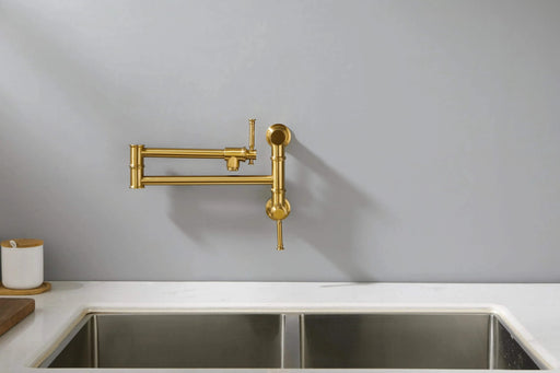 Wall mounted Pot Filler Faucet, Modern Brass Pot Filler Two-Attachment Wall Mount Folding Kitchen Pot Filler Swing Arm Default -DTYStore
