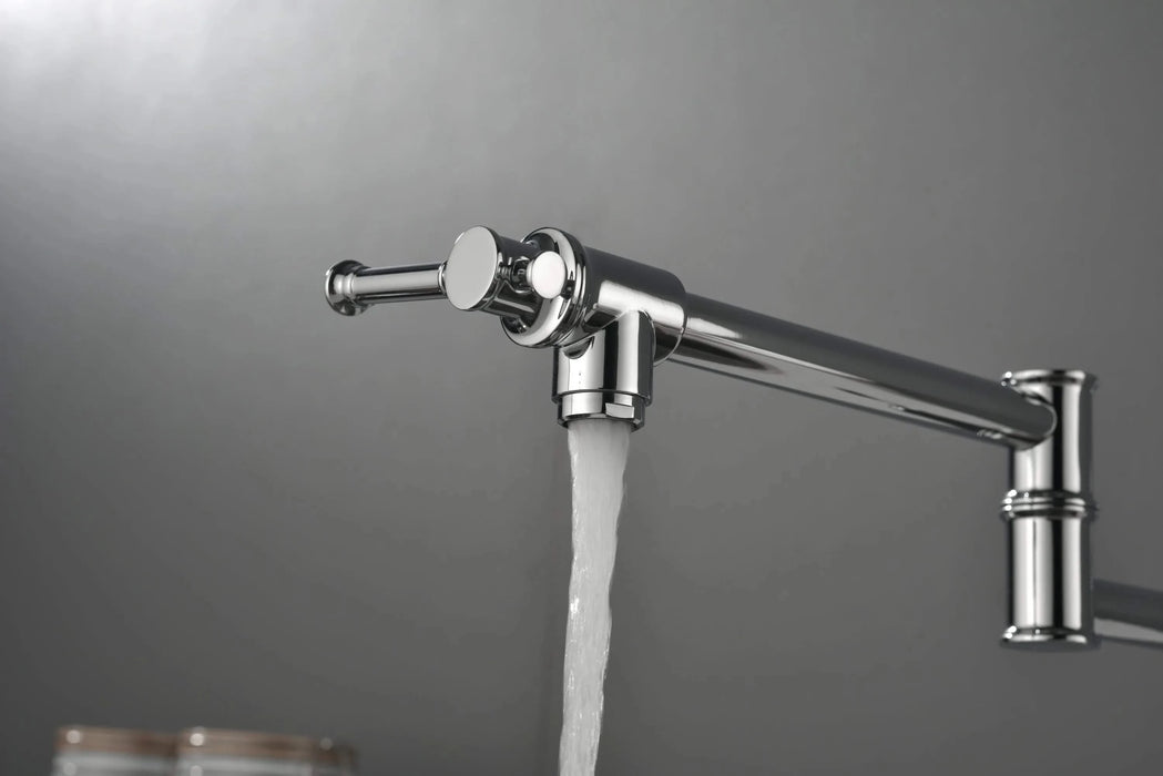 Wall mounted Pot Filler Faucet, Modern Brass Pot Filler Two-Attachment Wall Mount Folding Kitchen Pot Filler Swing Arm Default -DTYStore