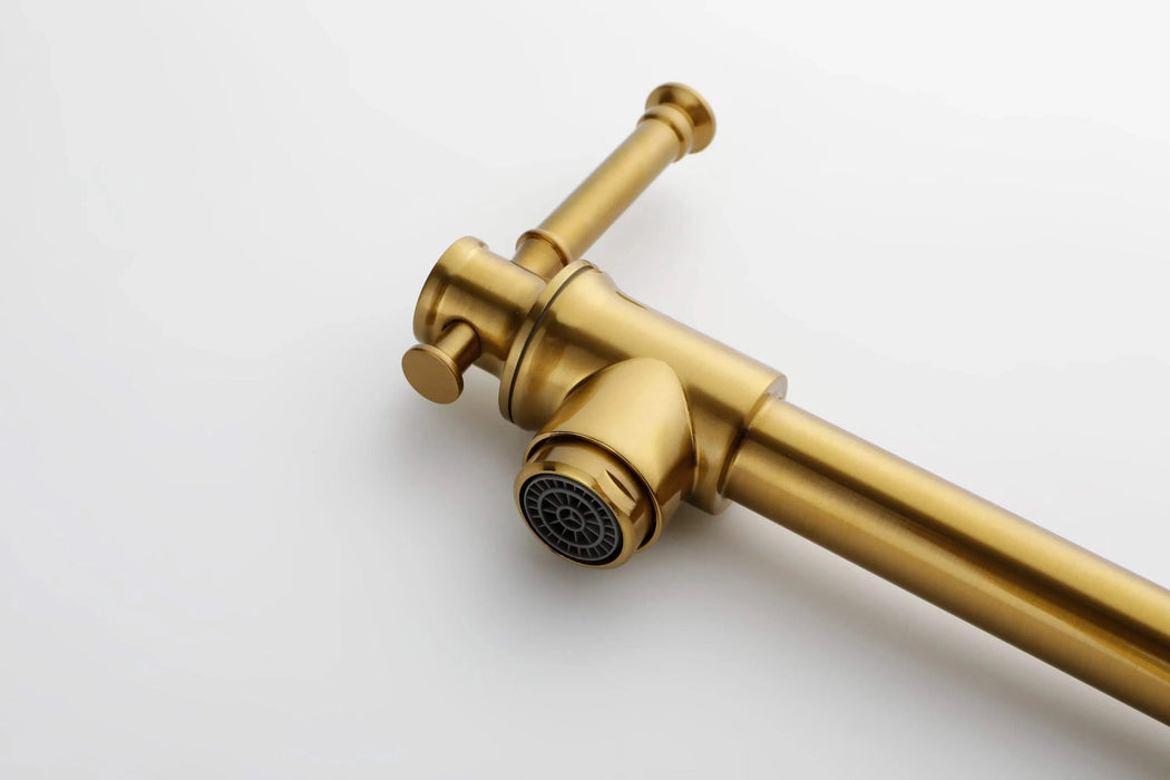 Wall mounted Pot Filler Faucet, Modern Brass Pot Filler Two-Attachment Wall Mount Folding Kitchen Pot Filler Swing Arm Default -DTYStore