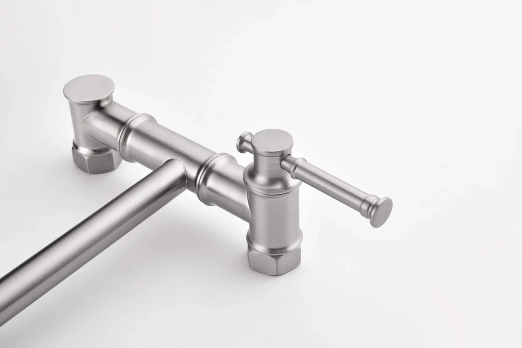 Wall mounted Pot Filler Faucet, Modern Brass Pot Filler Two-Attachment Wall Mount Folding Kitchen Pot Filler Swing Arm Default -DTYStore