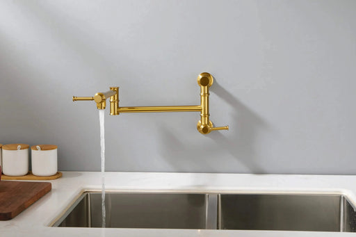 Wall mounted Pot Filler Faucet, Modern Brass Pot Filler Two-Attachment Wall Mount Folding Kitchen Pot Filler Swing Arm Default -DTYStore
