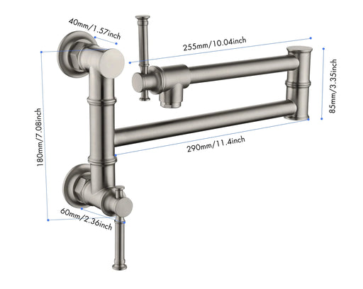 Wall mounted Pot Filler Faucet, Modern Brass Pot Filler Two-Attachment Wall Mount Folding Kitchen Pot Filler Swing Arm Default -DTYStore