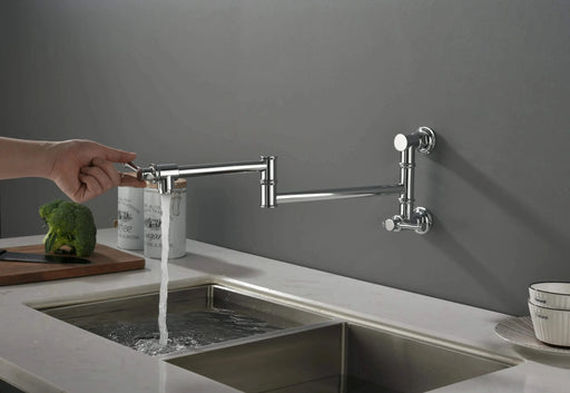 Wall mounted Pot Filler Faucet, Modern Brass Pot Filler Two-Attachment Wall Mount Folding Kitchen Pot Filler Swing Arm Default -DTYStore