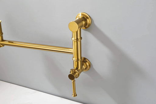Wall mounted Pot Filler Faucet, Modern Brass Pot Filler Two-Attachment Wall Mount Folding Kitchen Pot Filler Swing Arm Default -DTYStore