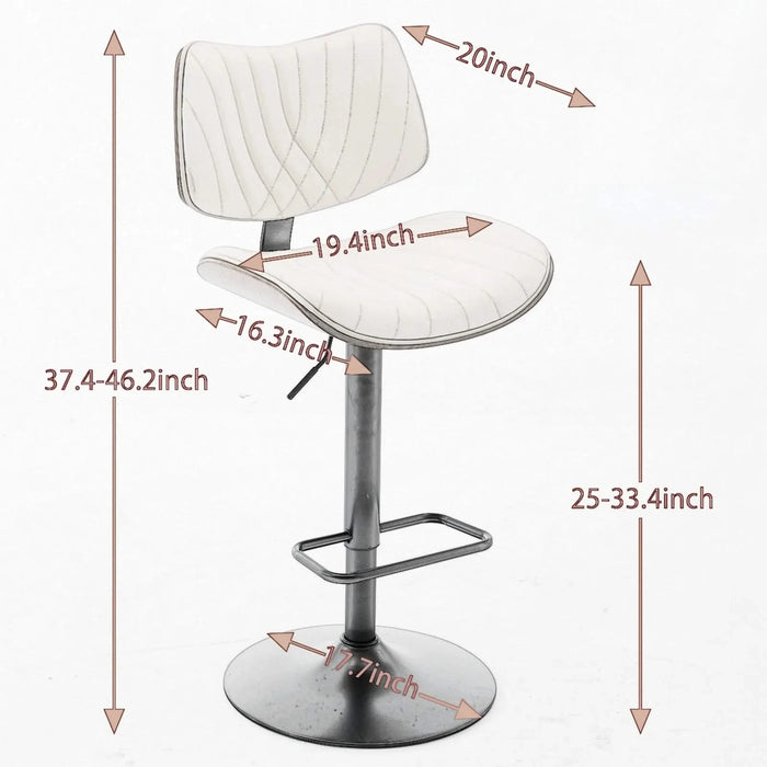 Walnut Bentwood Bar Stools Mid Century Modern Adjustable Counter Height Black Leather Upholstered 360°Swivel Bar Chairs for Kitchen Island/Dining Room/Cafe, 1 chair/1carton,Beige Default -DTYStore