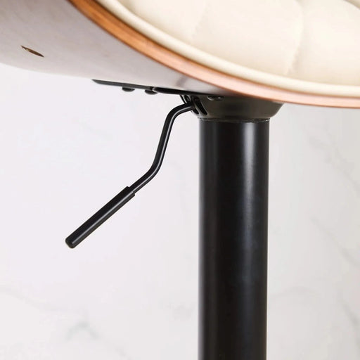 Walnut Bentwood Bar Stools Mid Century Modern Adjustable Counter Height Black Leather Upholstered 360°Swivel Bar Chairs for Kitchen Island/Dining Room/Cafe, 1 chair/1carton,Beige Default -DTYStore