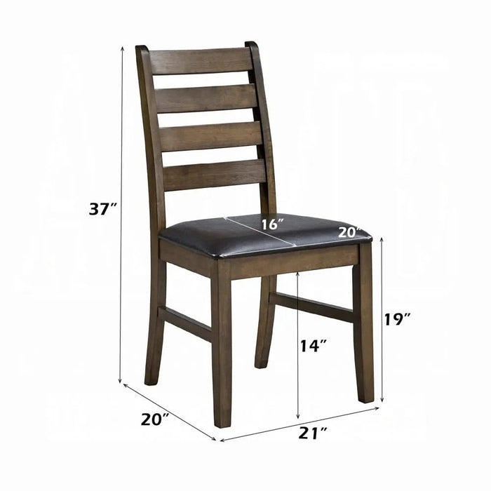 Walnut Finish 3pc Round Dining Set Table and Side Chairs Brown Synthetic Leather Upholstered Wooden Kitchen Furniture Drop Leaf Table Default -DTYStore