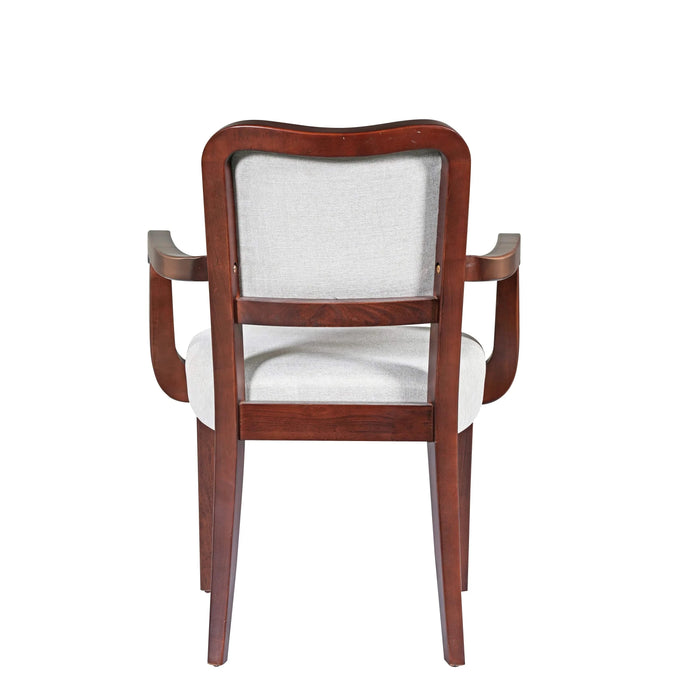 Walnut Finish Upholstered Dining Chairs Set of 2 – Traditional Armchairs with Curved Lines, Solid Hardwood Frame & Padded Armrests, Elegant Beige Fabric Side Chairs for Dining Room or Kitchen Default -DTYStore