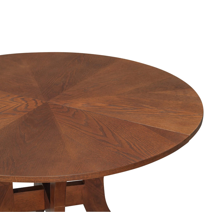 Walnut Round Dining Table 39.4' – Traditional Solid Wood Legs, Timeless Elegance, Ideal Focal Point for Family Gatherings Default -DTYStore