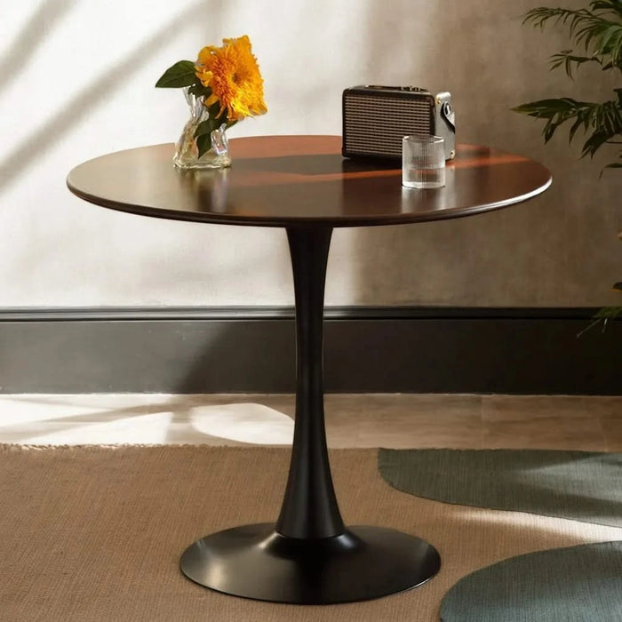 Walnut Round Table, Modern Dining Table, Dining Table,MDF Top and Steel Base Tulip Round Kitchen Table,Kitchen Table, Mid Century Coffee Table for Living Room 24 Inch,Oval Dining Table,Mother's day Default -DTYStore