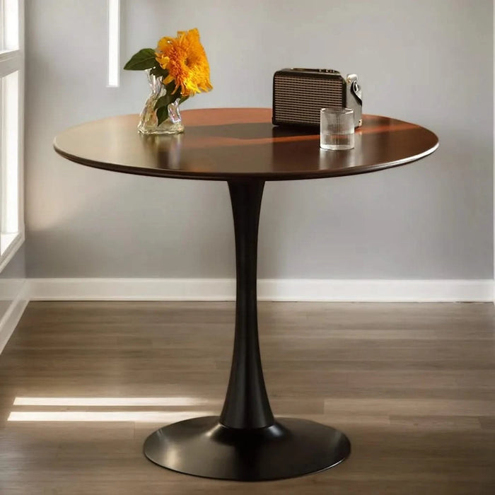 Walnut Round Table, Modern Dining Table, Dining Table,MDF Top and Steel Base Tulip Round Kitchen Table,Kitchen Table, Mid Century Coffee Table for Living Room 24 Inch,Oval Dining Table,Mother's day Default -DTYStore