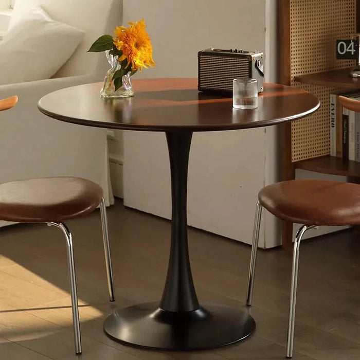 Walnut Round Table, Modern Dining Table, Dining Table,MDF Top and Steel Base Tulip Round Kitchen Table,Kitchen Table, Mid Century Coffee Table for Living Room 24 Inch,Oval Dining Table,Mother's day Default -DTYStore